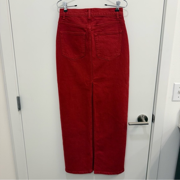 Reformation Jeans Daria Ultra High Rise Denim Maxi Skirt in lipstick Red size 26 - Picture 5 of 10